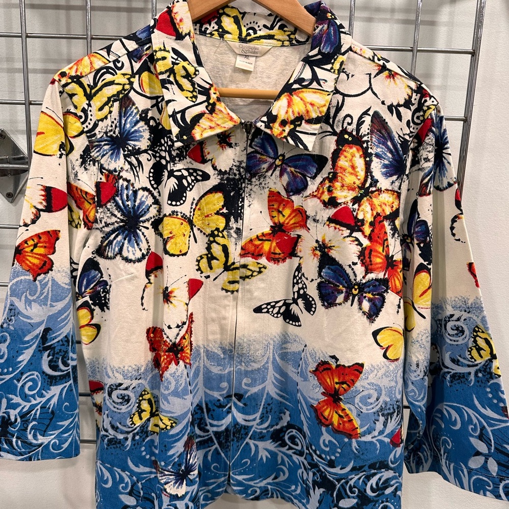Christopher & Banks Multicolor Butterfly Jacket